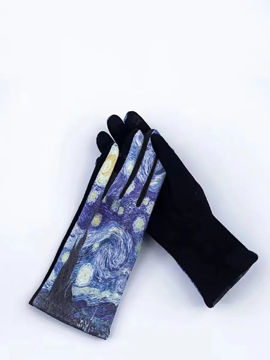 Women Fashion Print Warm Outdoor Gloves Ada Fashion