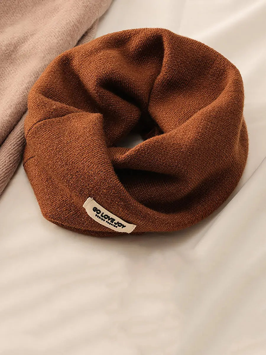 Women Warm Winter Knitted Solid Ear-Hanging Scarf Ada Fashion