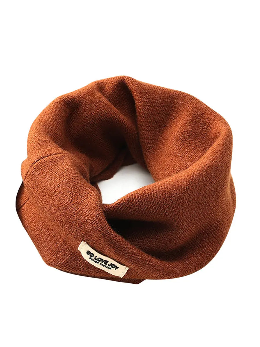 Women Warm Winter Knitted Solid Ear-Hanging Scarf Ada Fashion