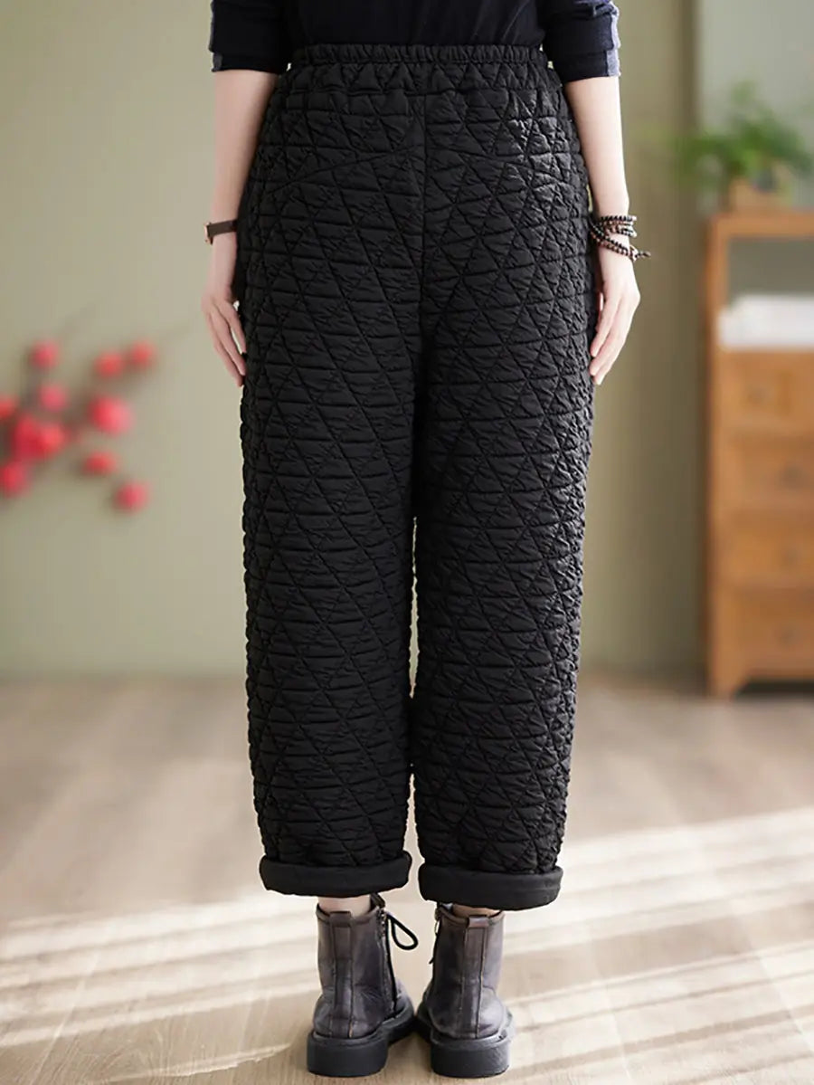 Women Winter Solid Cotton Loosee Padded Harem Pants Ada Fashion