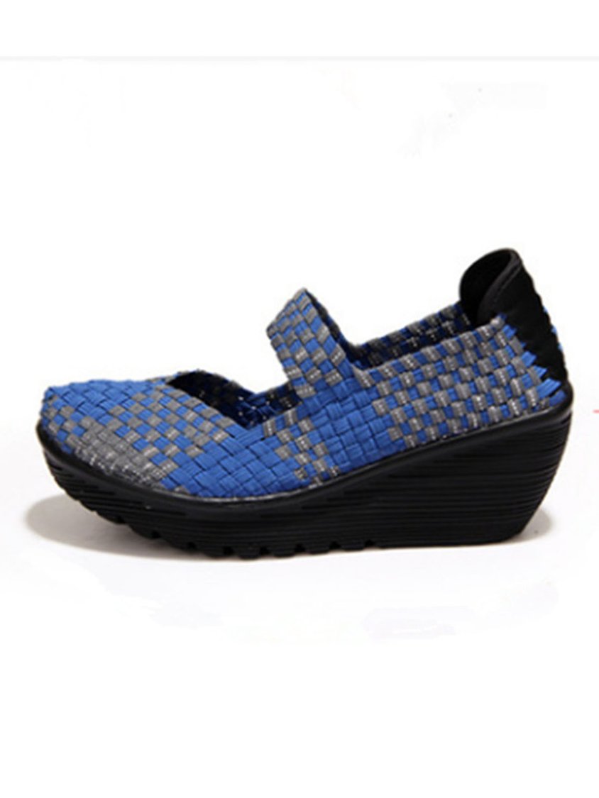 Colorful Woven Wedge Platform Mary Jane QAS40