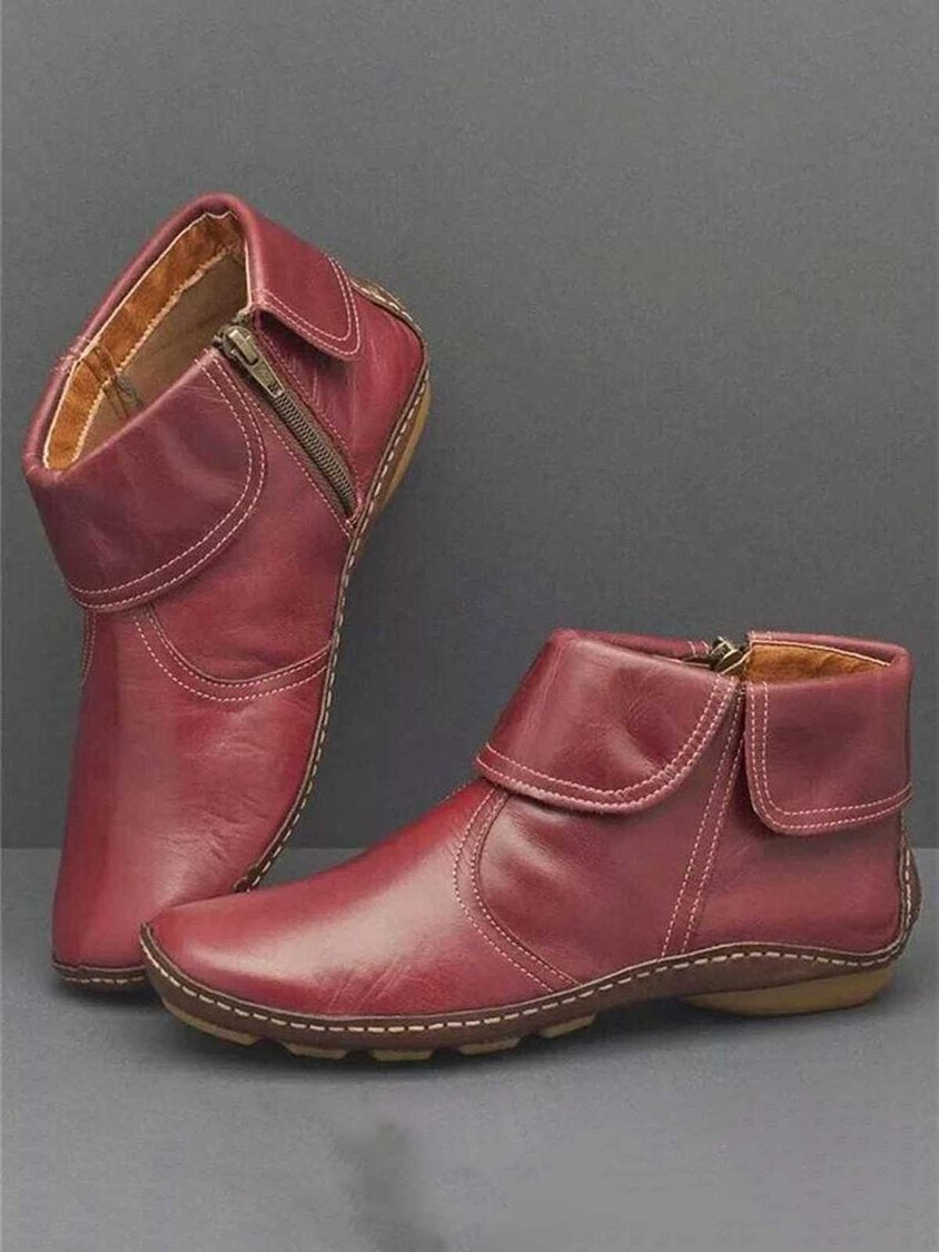 Women Casual Plain All Season Zipper Round Toe Rubber Non-Slip Classic Boots Boots AD942