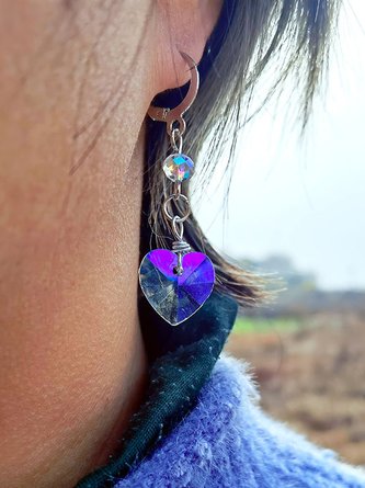 Ethnic Colorful Crystal Heart Shape Earrings Vintage Jewelry QAR116