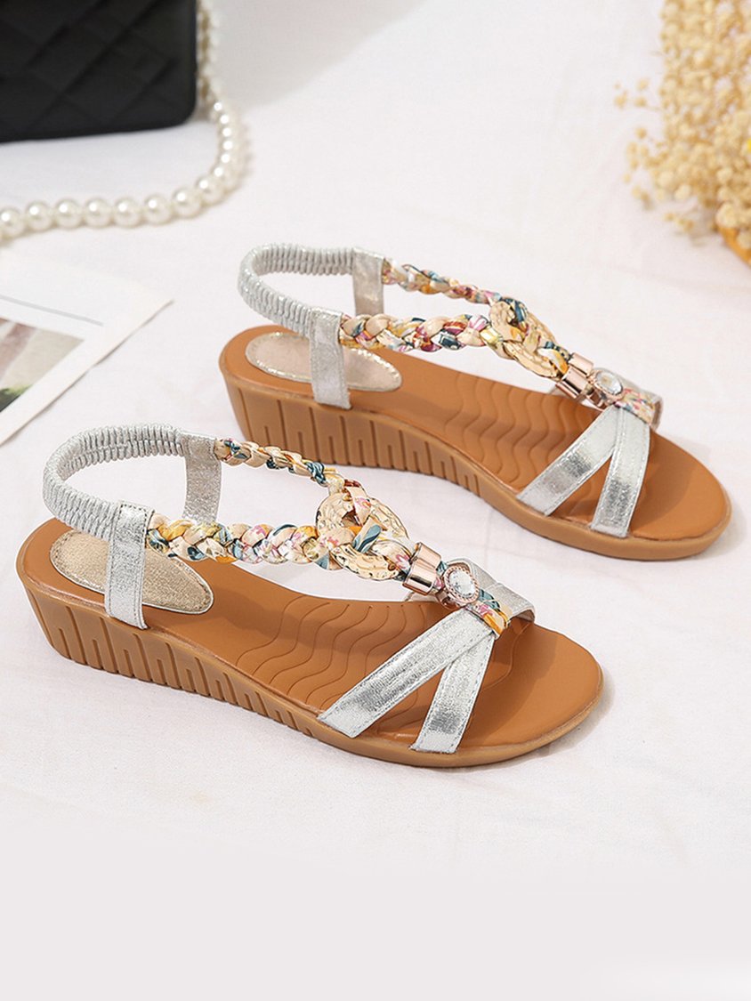 Bequeme, weiche Bohemian-Keilsandalen CC12