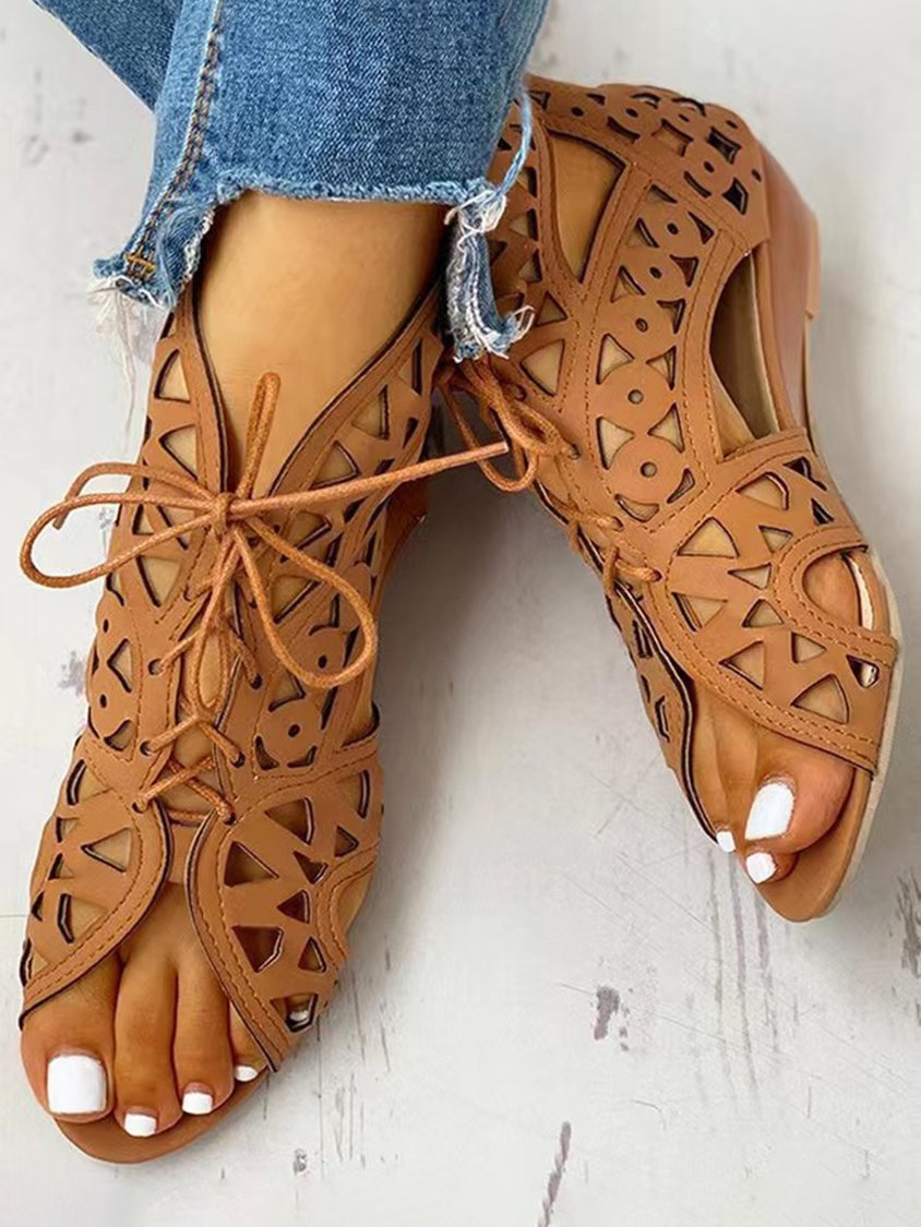 Resort Cutout Lace-Up Sandal Boots DD31