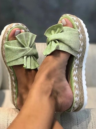 Women Casual Daily Comfy Bowknot Slip On Sandals DD14